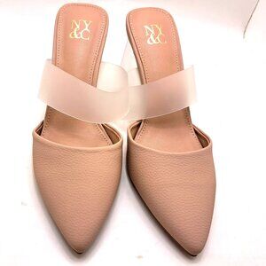 New York & Company Winifred Women's Vinyl Strap Heeled Mules - Size 7